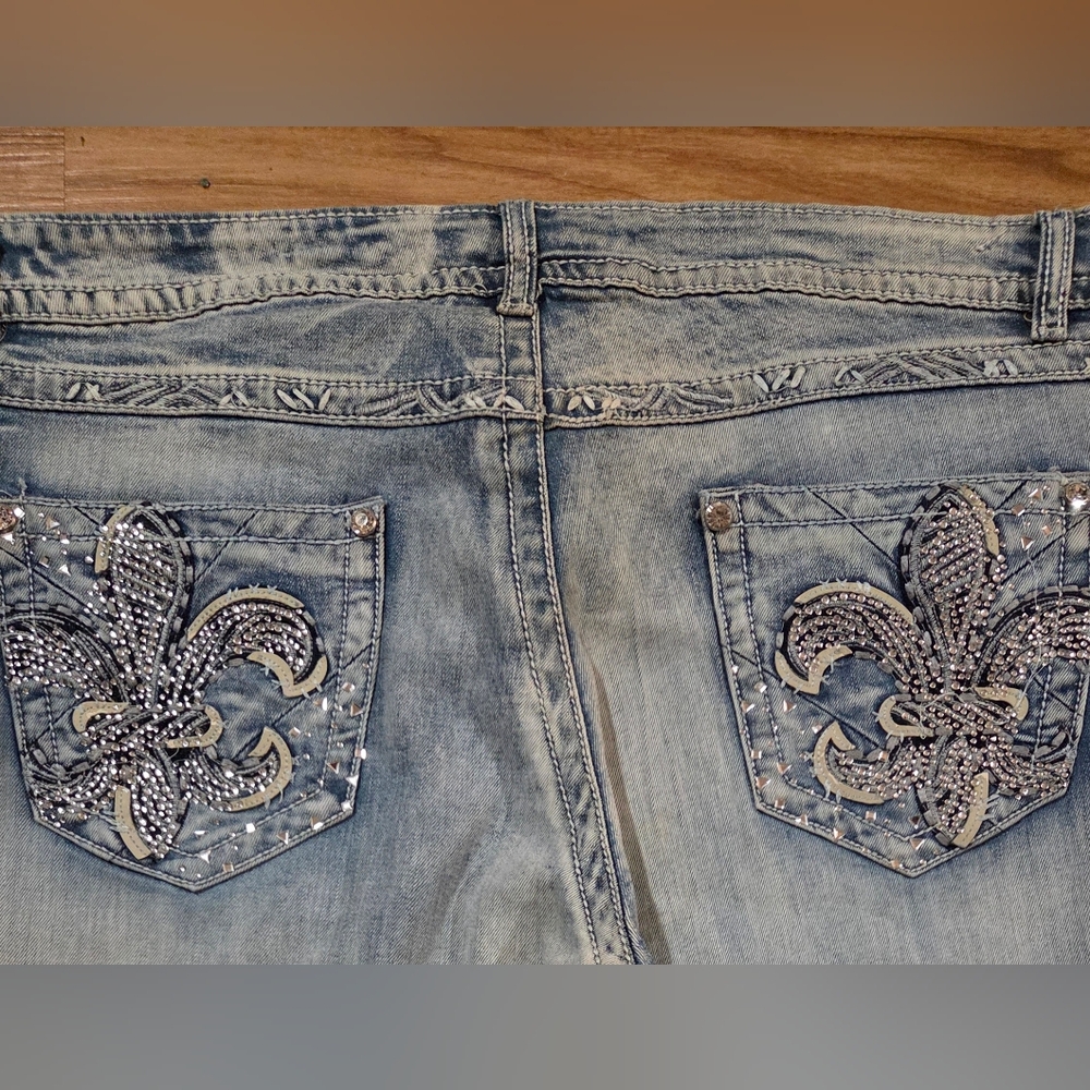Womens Y2K Rebel & Soul Blingy Grunge Flare Jeans Size 16 Boot
